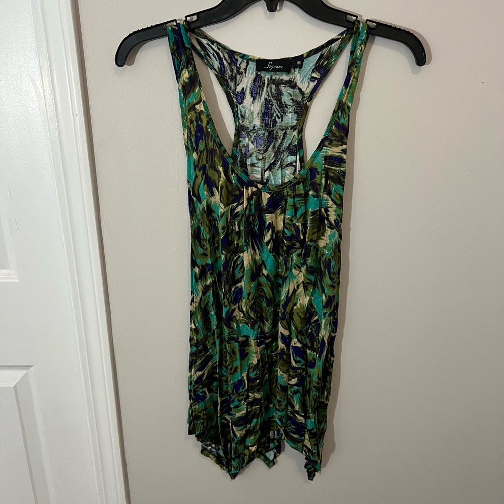 Soprano Green and Blue Sleeveless Top